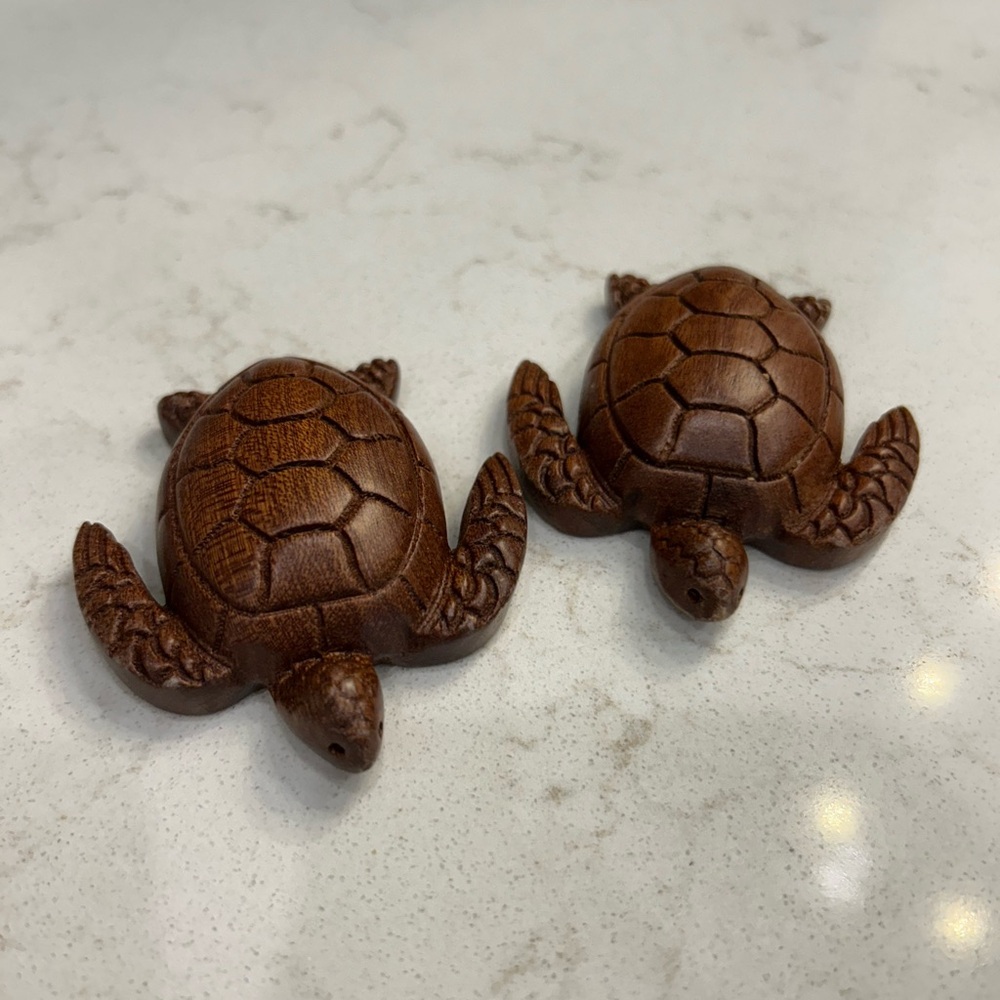 Handcrafted Wooden Turtle Figurines